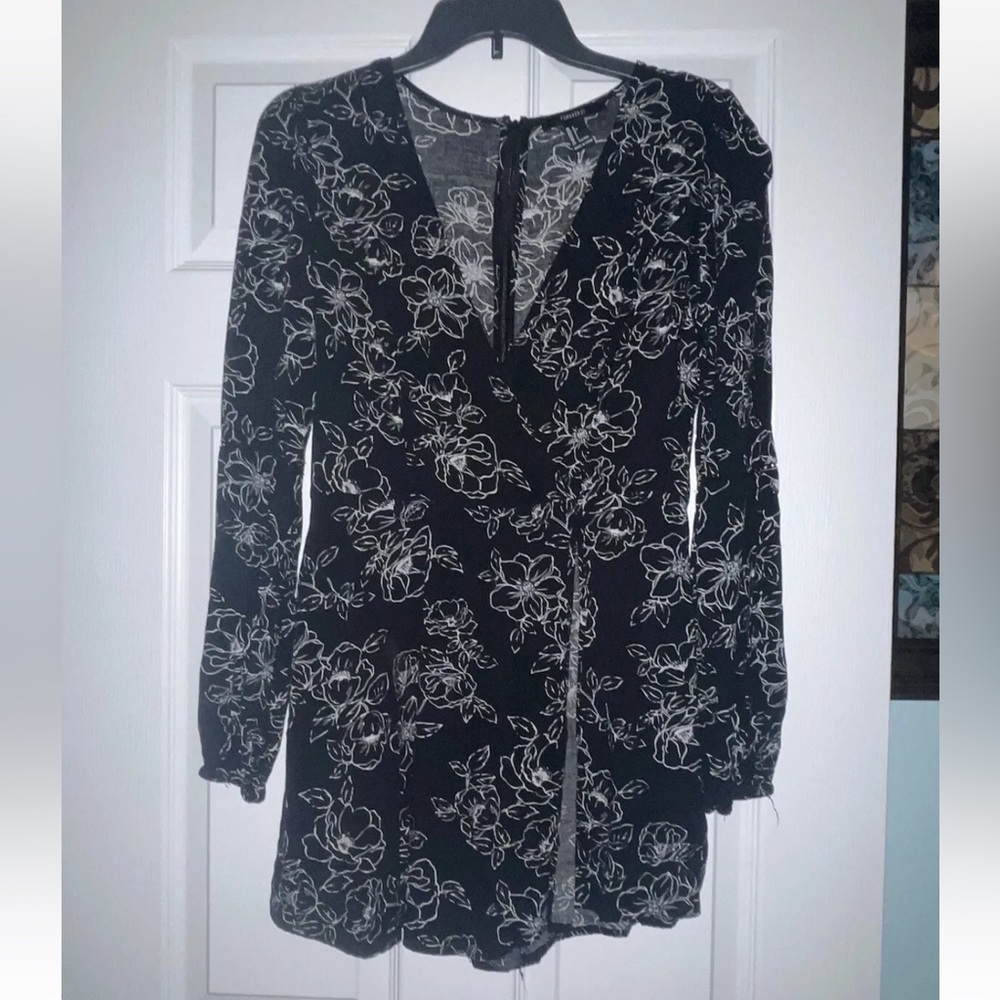 Floral black and white romper